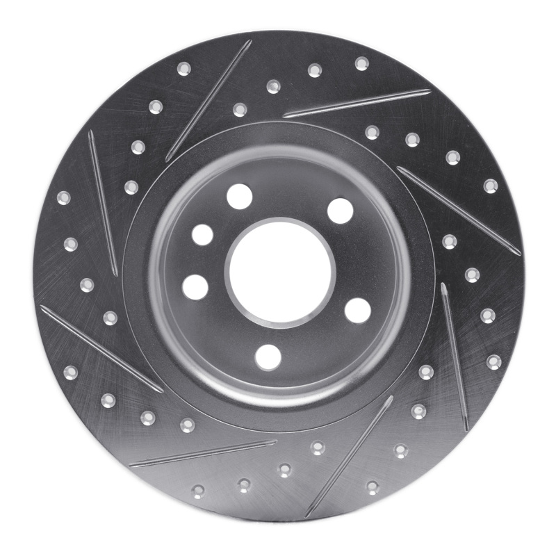 Jaguar E-Pace Brake Rotor (1) - Rear Right - R1 Concepts - Drilled & Slotted - Silver - `15-`20